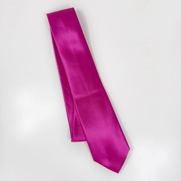 Geoffrey Beene Satin Neck Tie Fuchsia Pink - Picture 2 of 8
